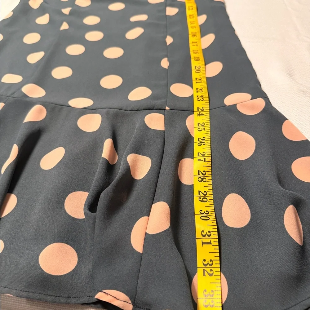 LOFT Black Dress with Pink Polka Dots and Ruffle Hem - Picture 9 of 9